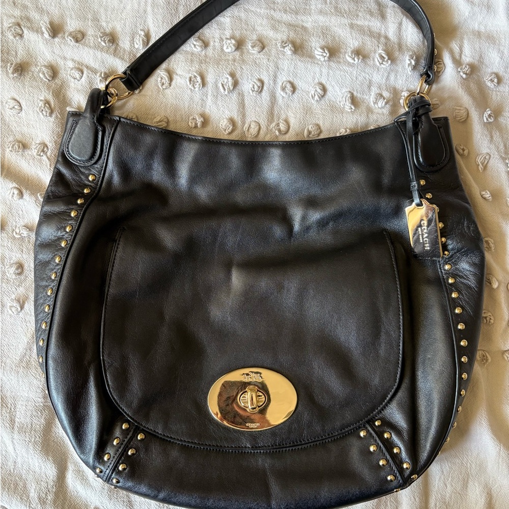 Coach Stud Circle Hobo Shoulder Bag